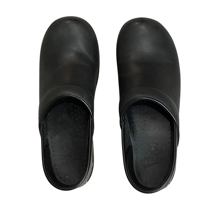 Dansko Black Leather Professional Clogs Size 39 / 8.5-9 Slip-Resistant Shoes
