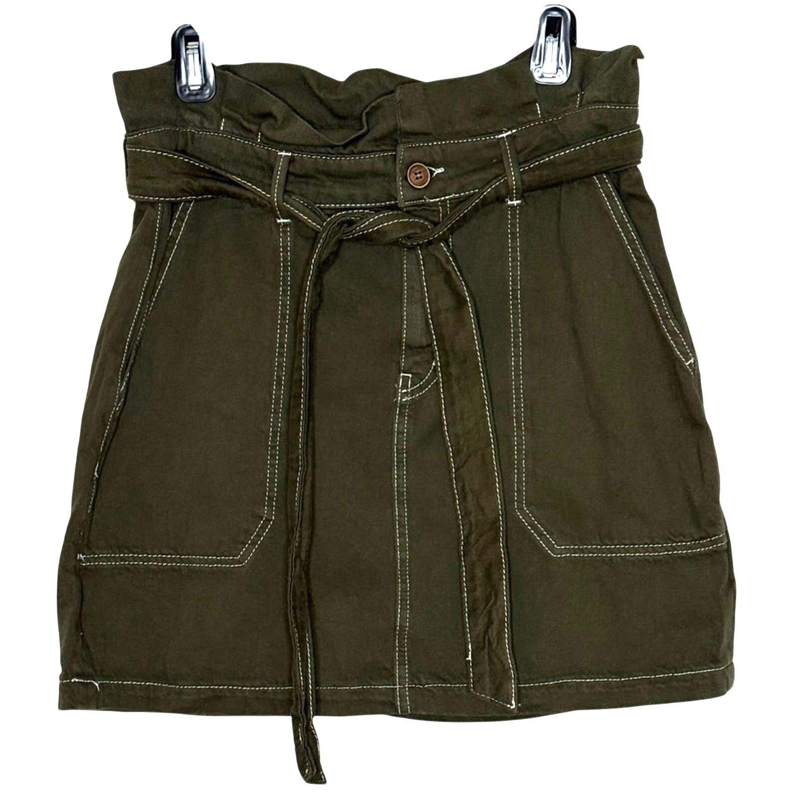 Free People Olive Green Cargo Mini Skirt Size 12