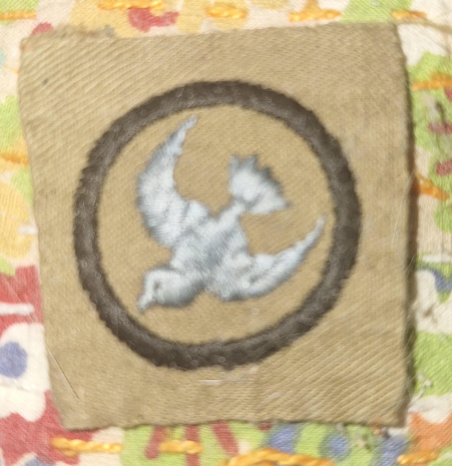 1920 Girl Scout Badge Khaki full Square BIRD FINDER Hunter Watcher