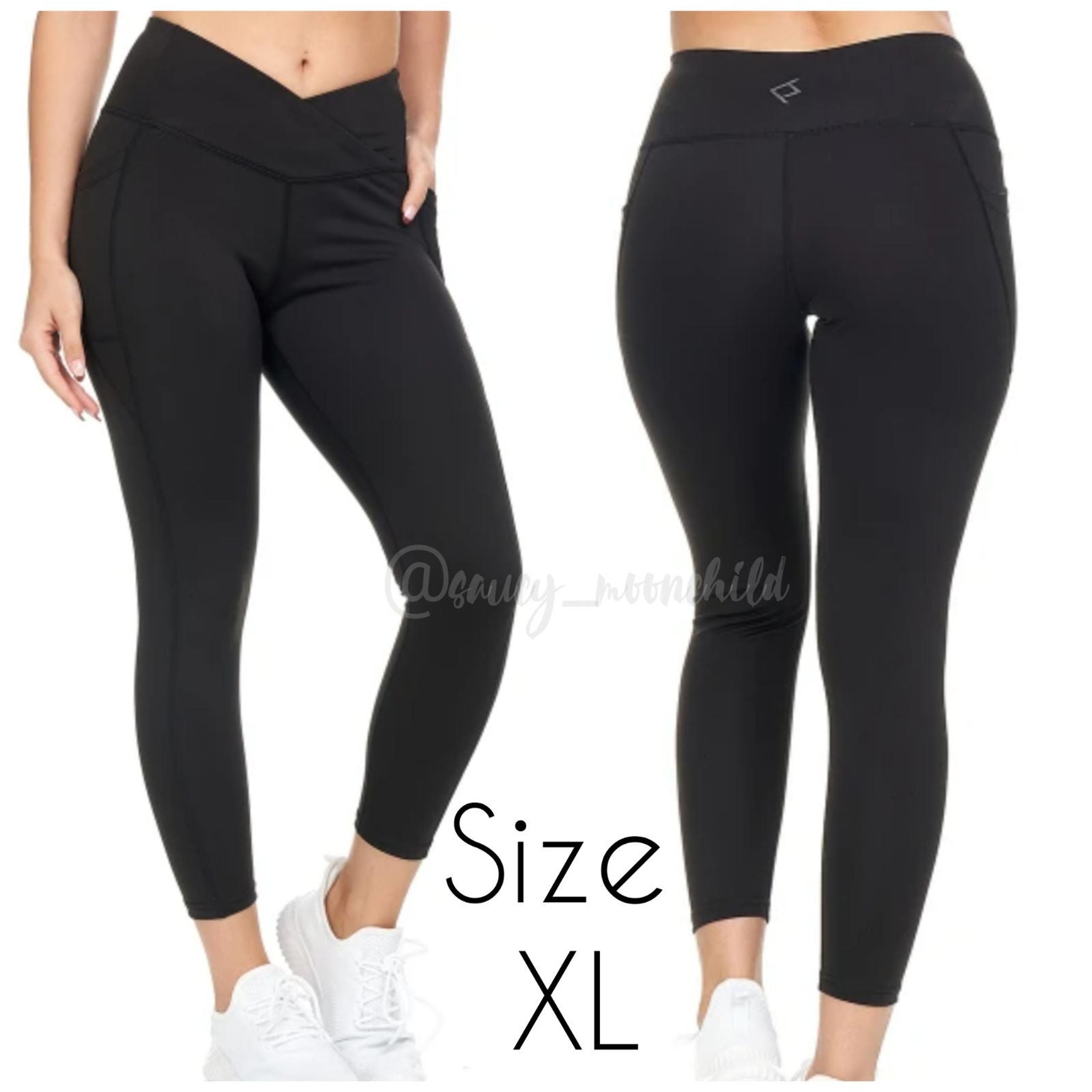 BSP Women's V-Shape High-Waist 7/8-Leggings w/ Pockets XL Womens athletic workou