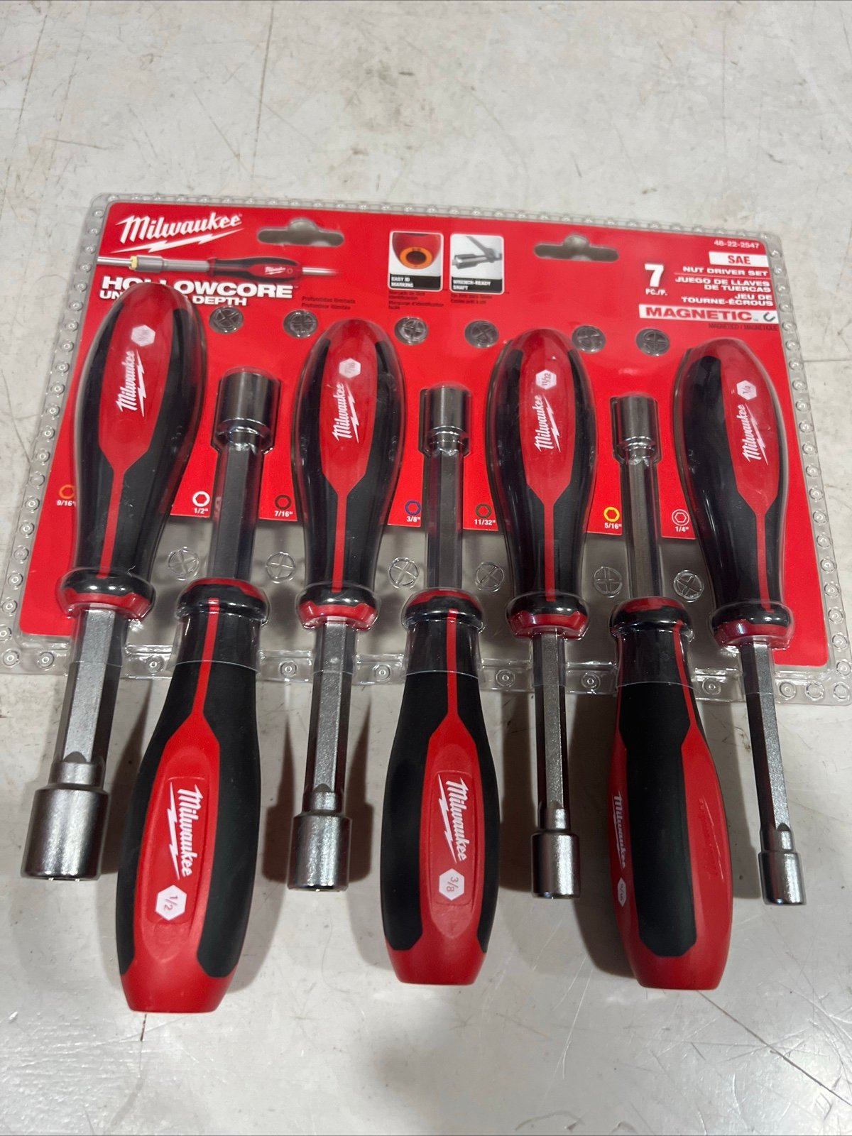 Milwaukee 48-22-2547 SAE HollowCore Magnetic Nut Driver Set - 7 PC