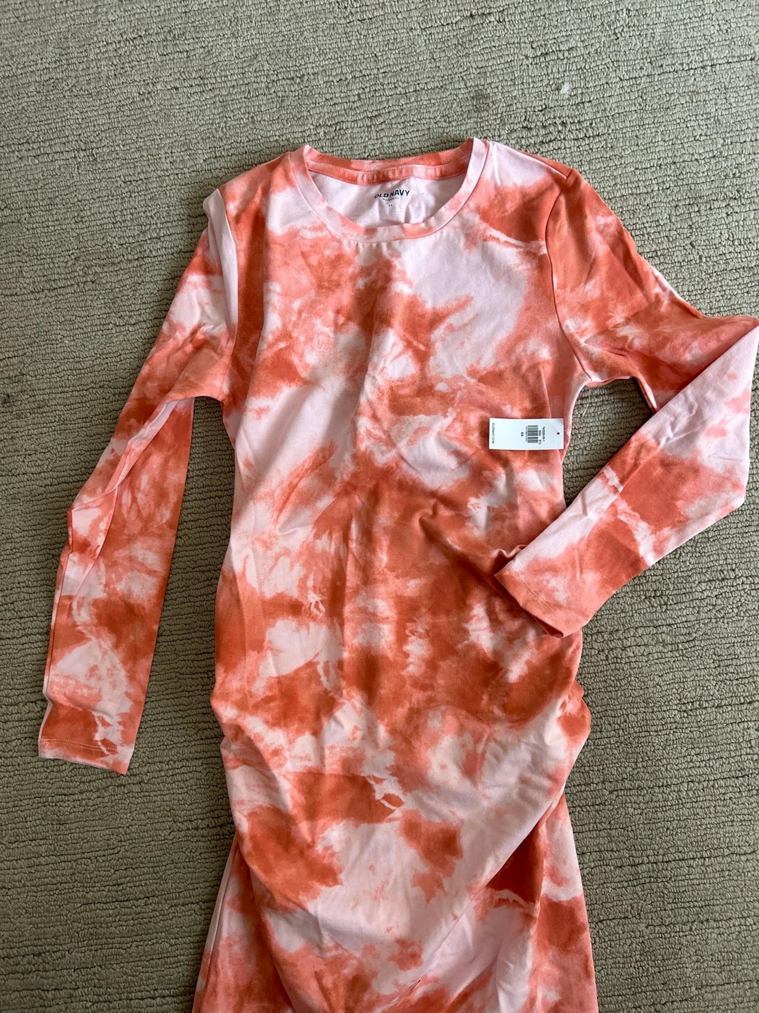 Old Navy pink/coral tie dyed maternity dress