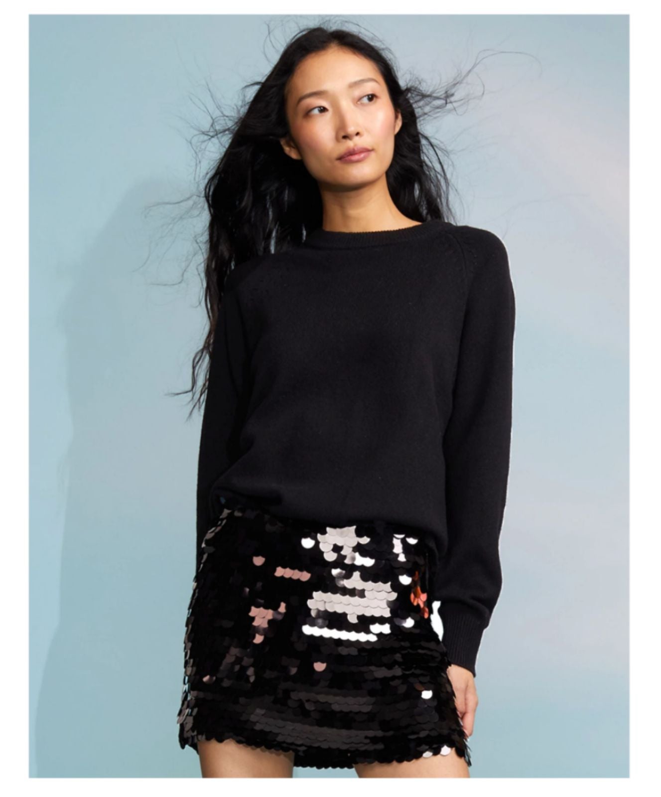 BLACK SEQUIN SKIRT BY HALOGEN