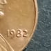 1982 Lincoln Memorial wheat penny 2.5g errors,off center, nmm