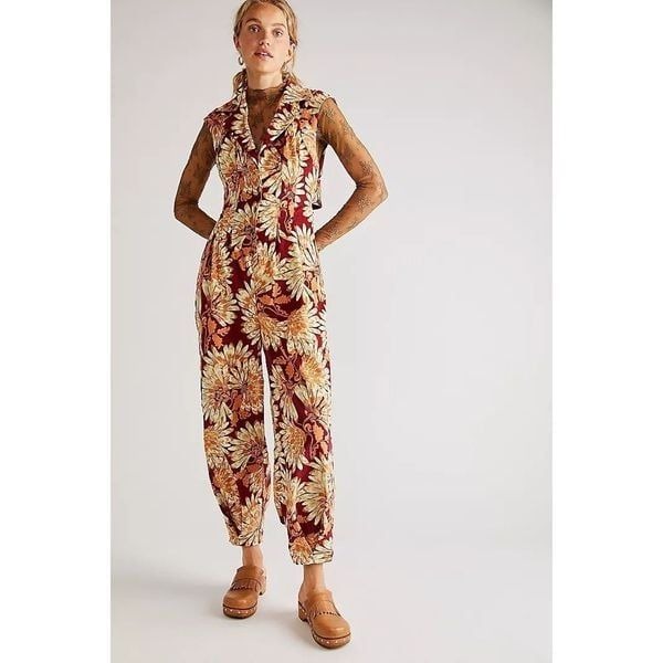 Free People Shasta Printed Cord One Piece Size S