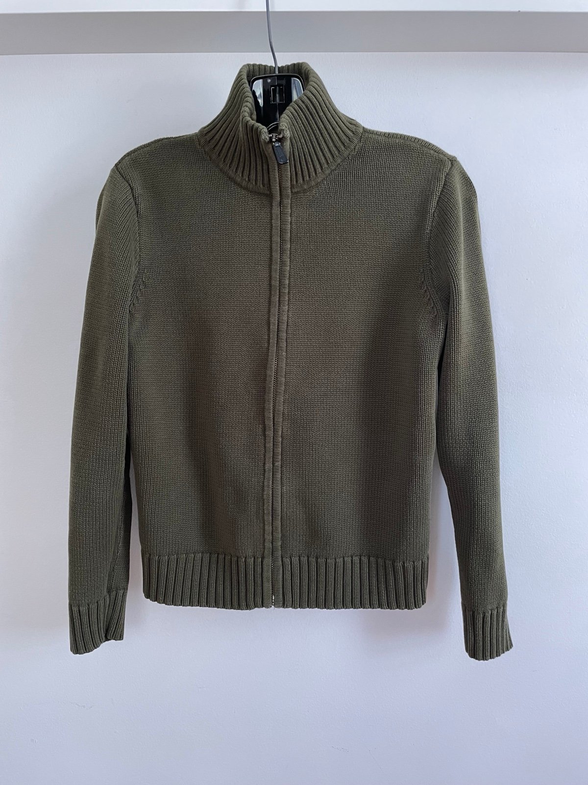 Lauren by Ralph Lauren Olive Green Zip-Up Sweater