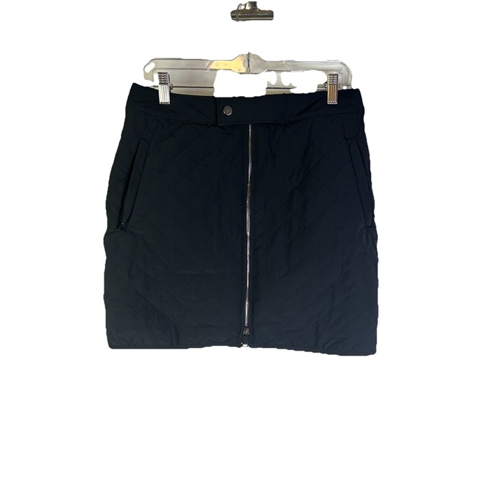 Athleta Black Quilted Aspres Zip Front Ski Skirt Womens 8