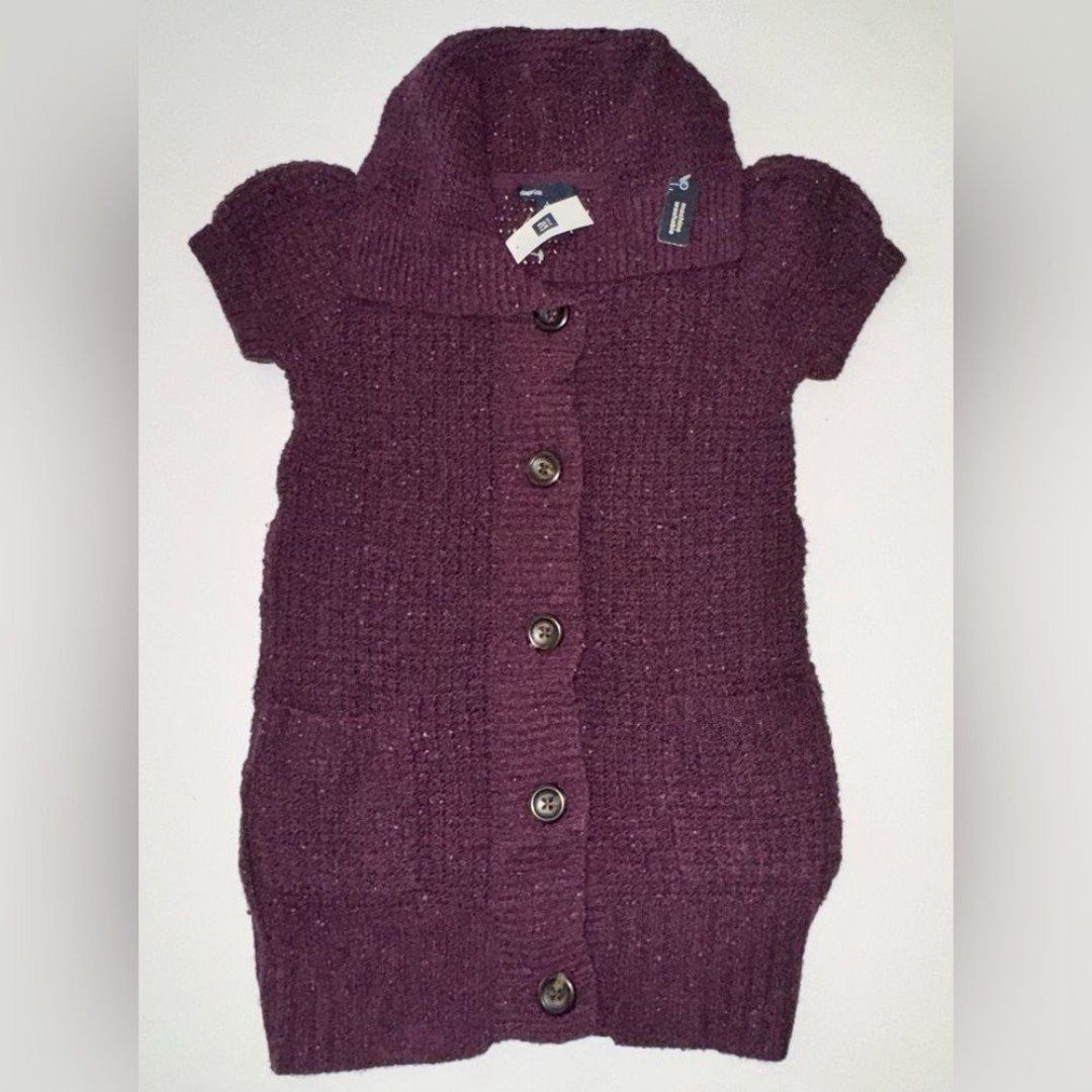 Gap Kids girls purple poets long sweater duster cardigan short sleeve shirt L 10