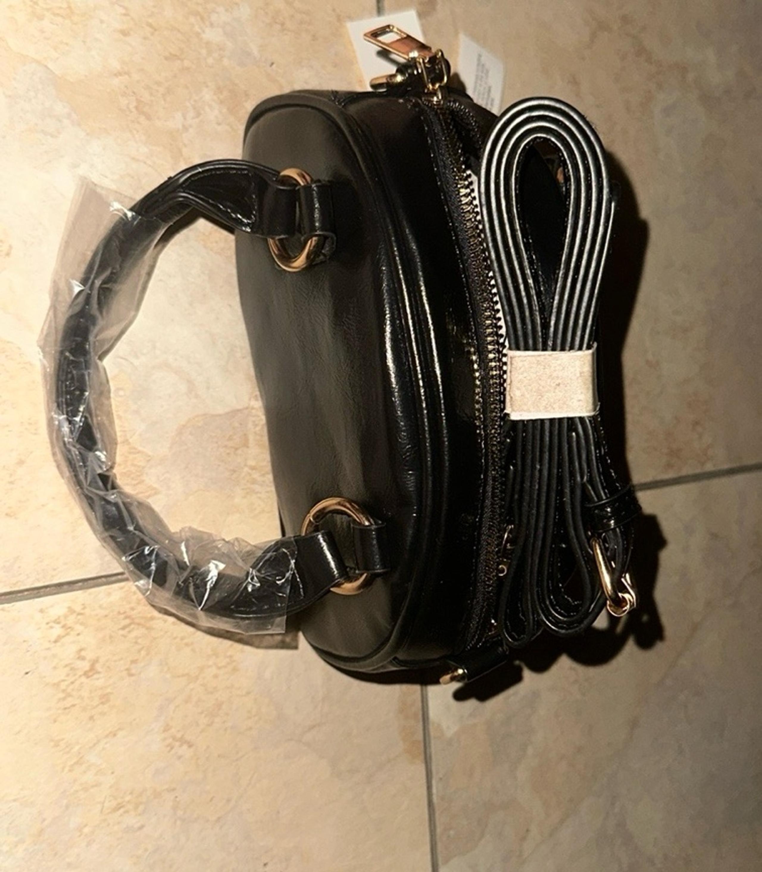 Black Satchel Handbag with Gold Accents (w/ removal strap)