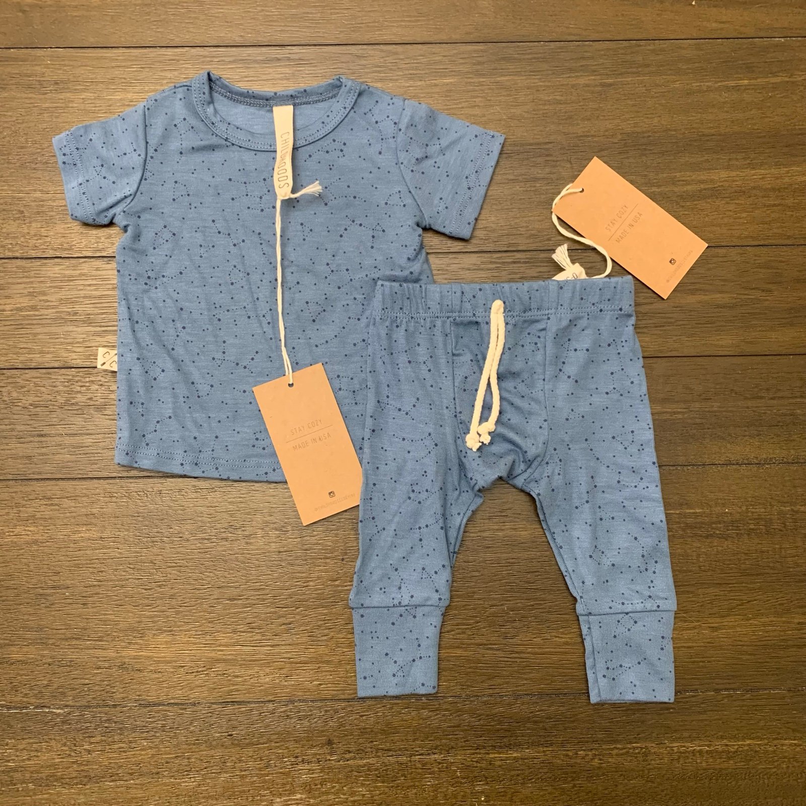 NEW Childhoods 3M Constellations on Pigeon Blue Tee & Pant Bundle