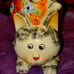 Unique~one of a kind~vintage crazy looking ceramic cat pencil holder! Cute!