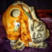 Unique~one of a kind~vintage crazy looking ceramic cat pencil holder! Cute!