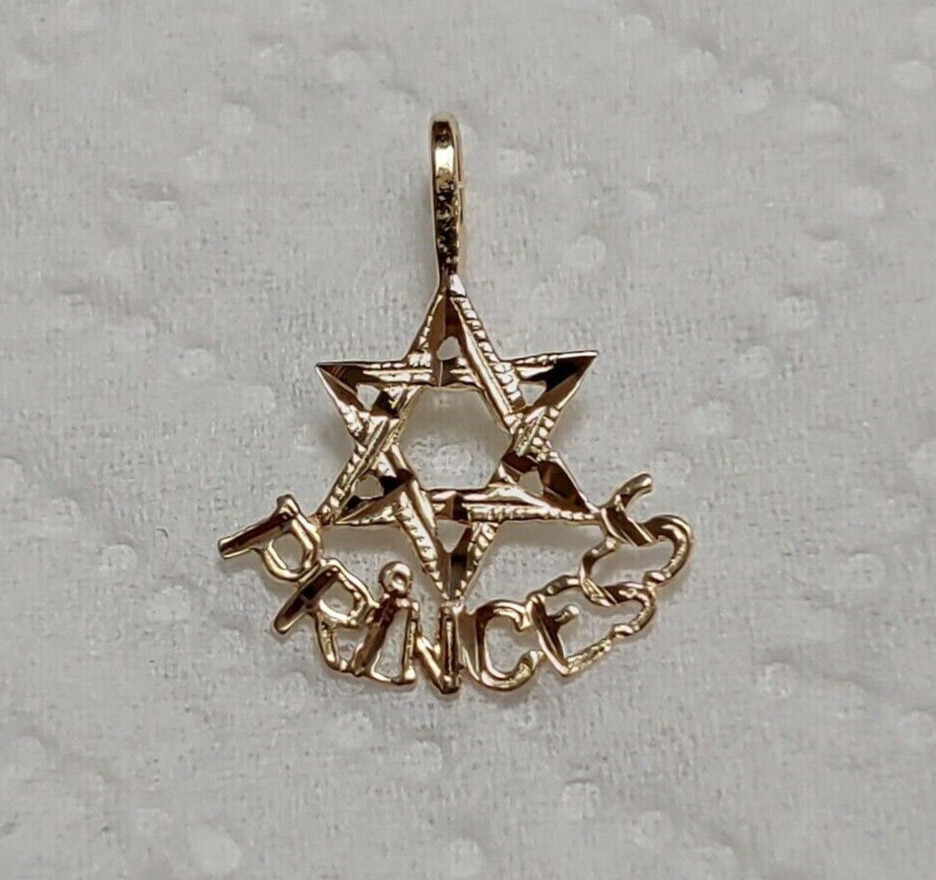 New 14k Yellow Gold Jewish Princess Charm Pendant