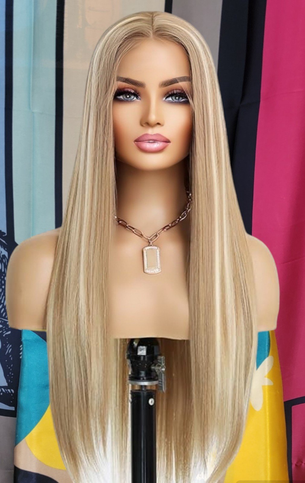 Light brown golden blonde bayalage freepart straight HD lace front wig