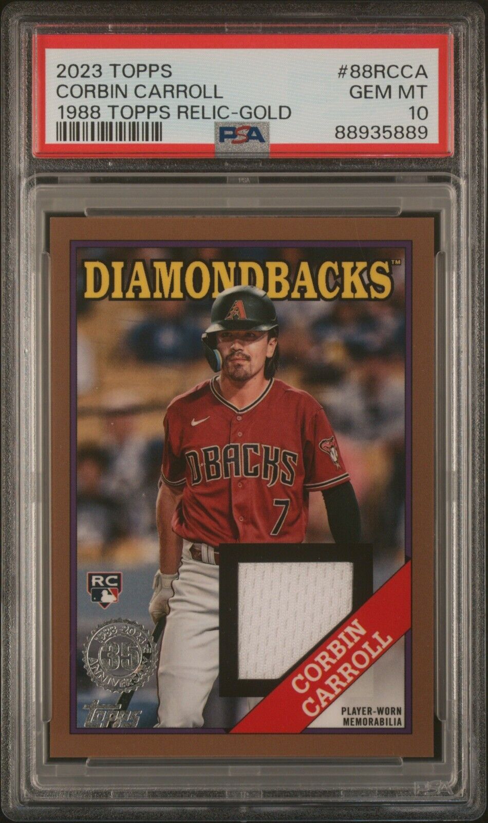 Corbin Carroll 2023 Topps 1988 GOLD Relic Card #88R-CCA /50 PSA 10 Pop 1 !! RC