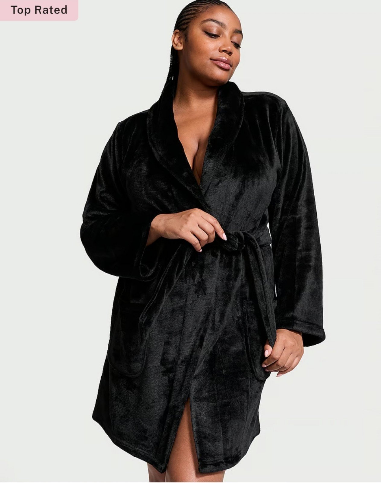 Victoria's Secret Short Cozy Robe Black XS/S