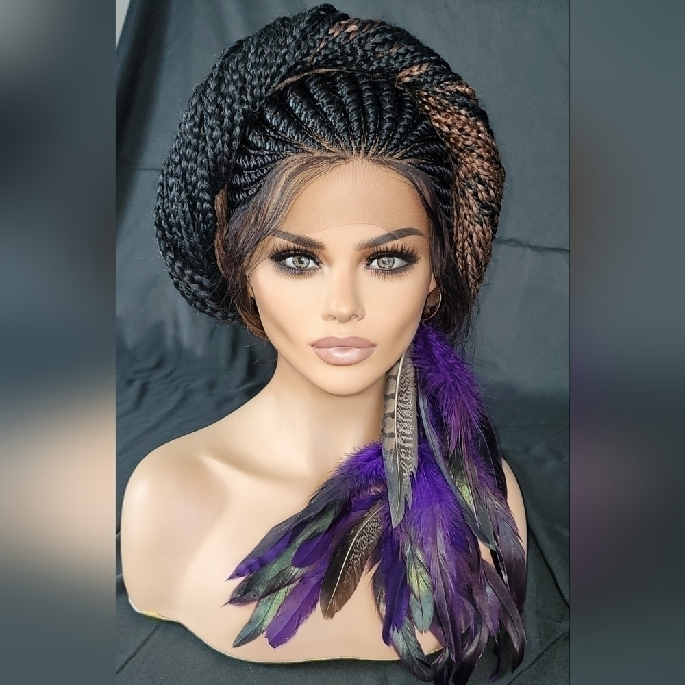 Braided wigs 100% handmade, long braids, long wig, stunning feeding cornrows