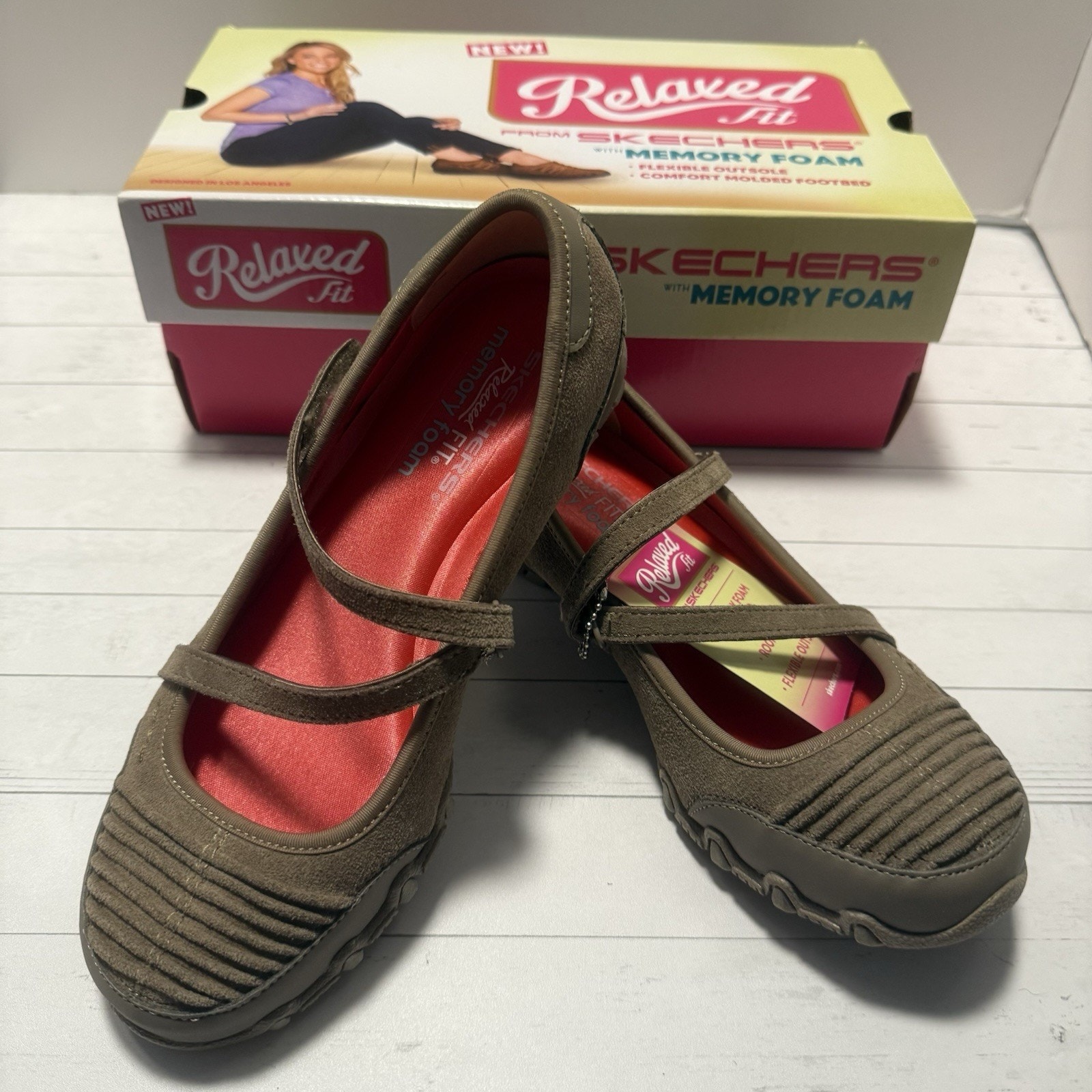 Skechers Shoes Women’s 7 Bikers Fashion Frontier Dark Taupe Mary Jane Flats