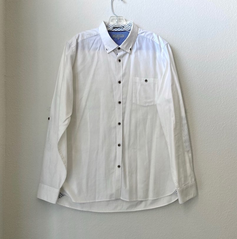 NEW Ted Baker Button Down - White w/ Blue Accents