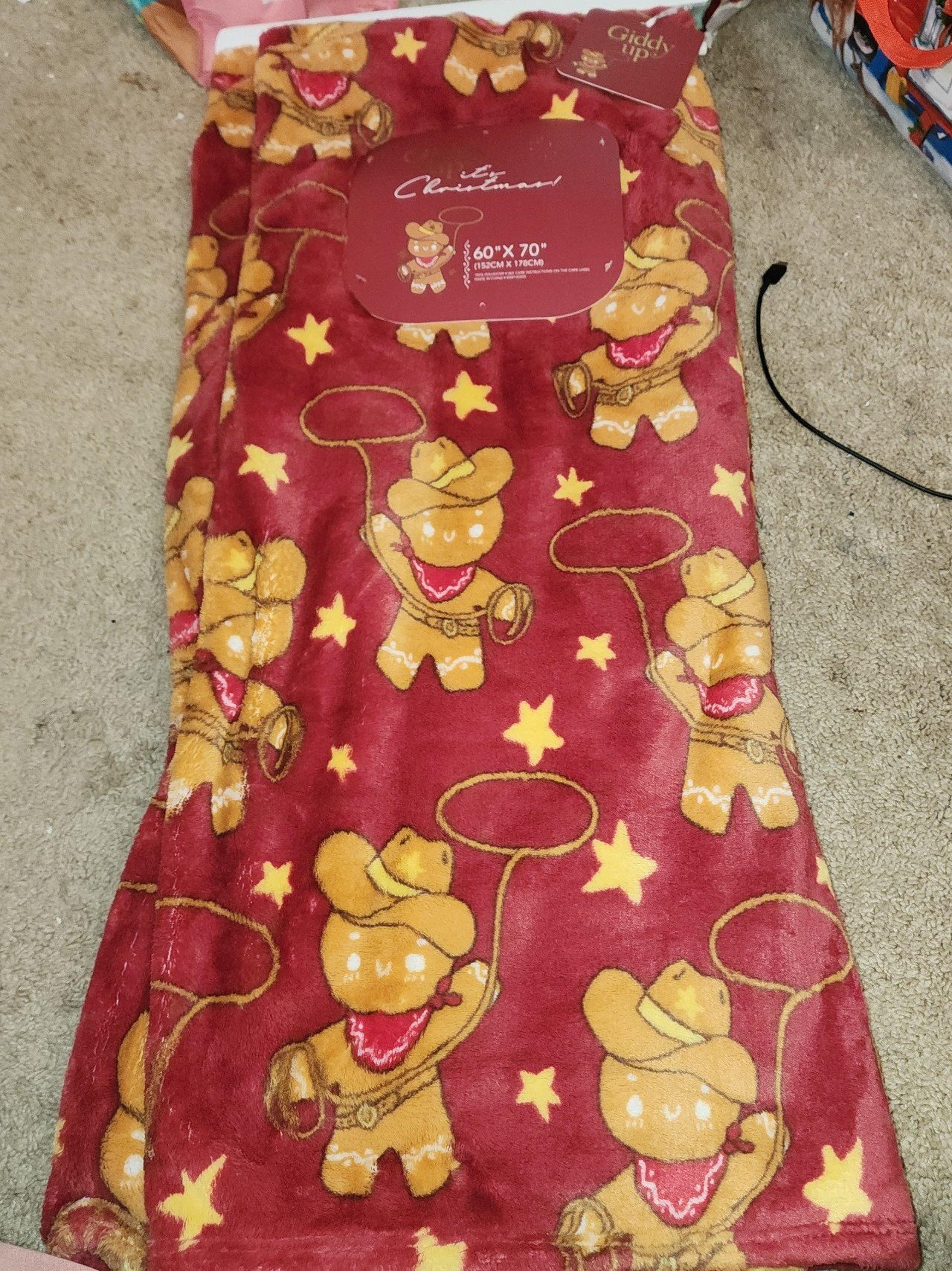 Gingerbread man cowboy throw blanket