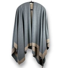 Melifluos Womens One Size Reversible Cardigan Poncho Beige Gray Sweater Wrap New
