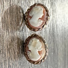 Vintage Screw back 12K Gold earrings carved shell cameos PR ST CO 1/20
