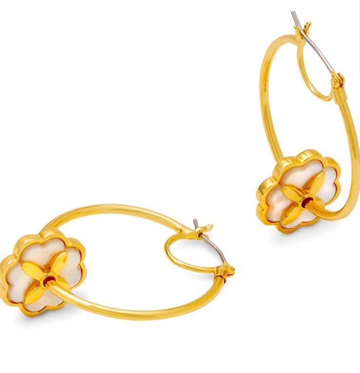 New Kate Spade Bloom Mother-of-Pearl Hoop Earrings