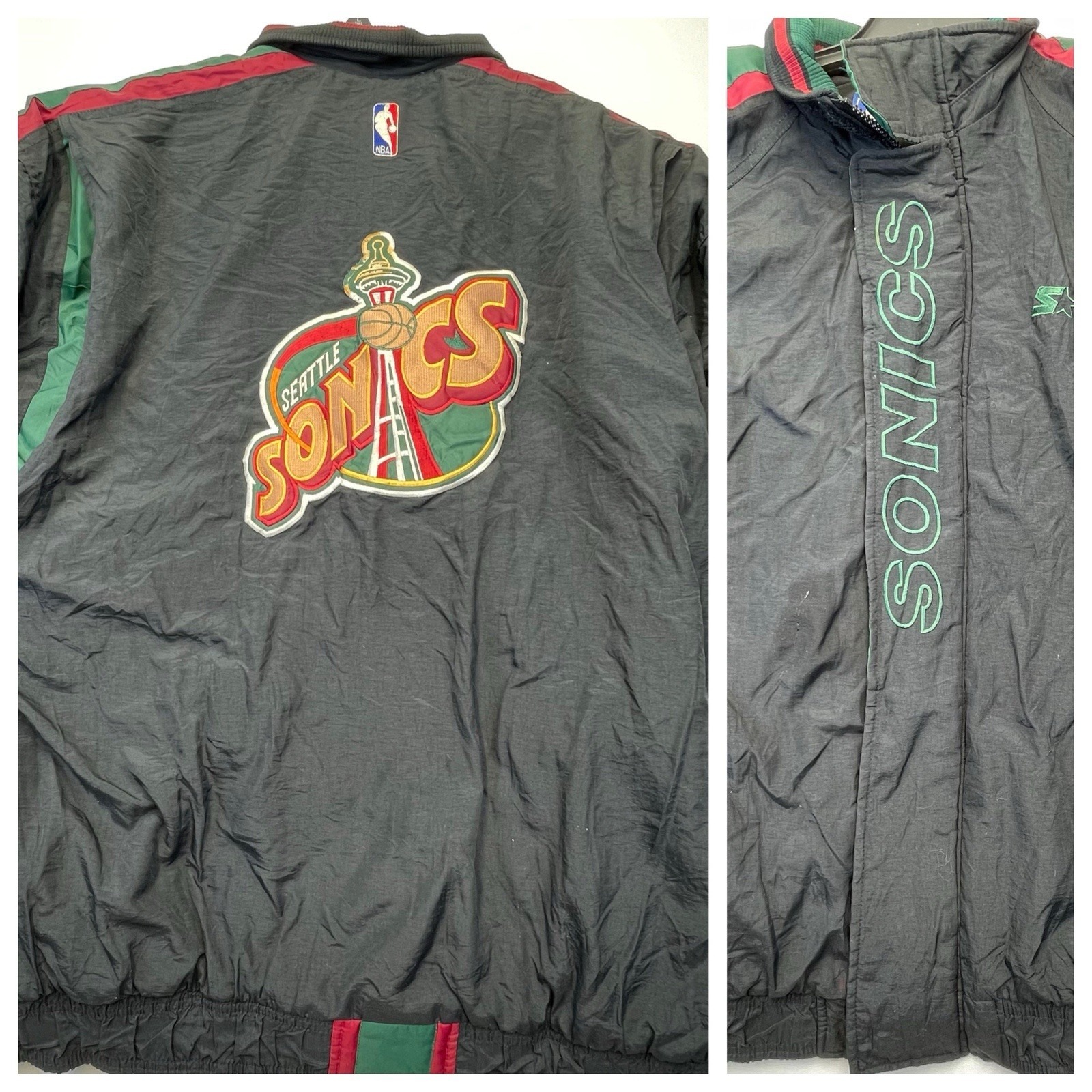 Vintage Seattle SuperSonics NBA Winter Coat Puffer Jacket Men's XL Flaw