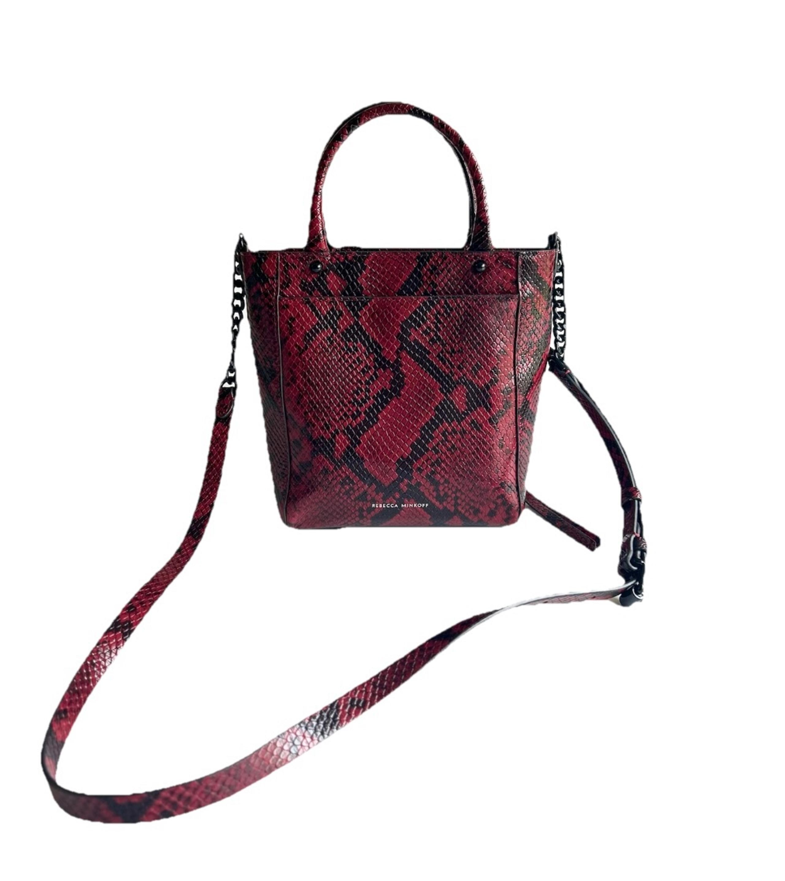 Rebecca Minkoff Burgundy Black snake print leather small shoulder crossbody bag