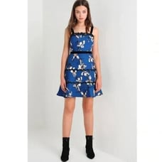 Foxiedox Womens Blue Carmella Lace Floral Stripe Dress Fit & Flare Size 4