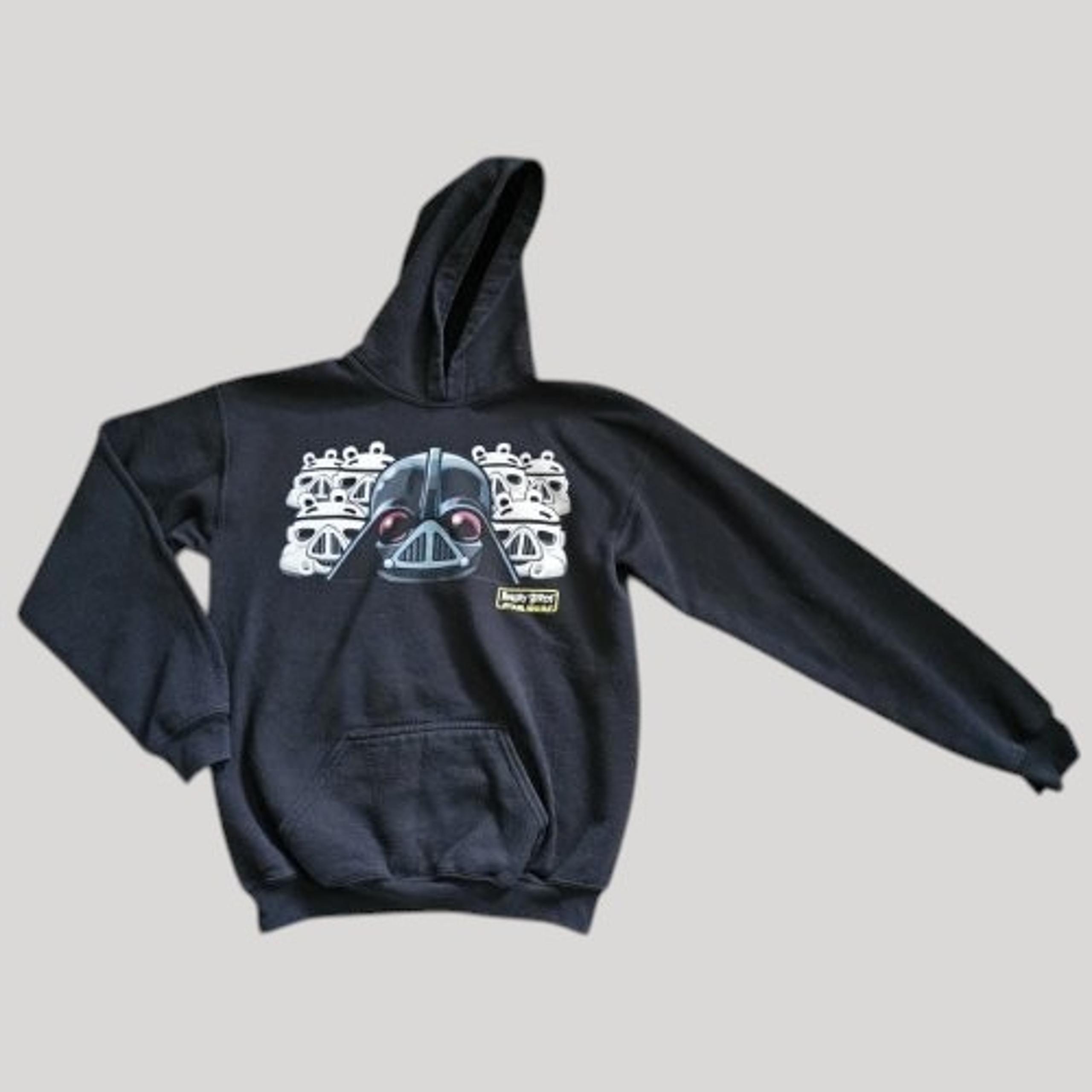 * STAR WARS ANGRY BIRDS Black Hooded Sweatshirt Youth Large 10-12 Fleece Lined
