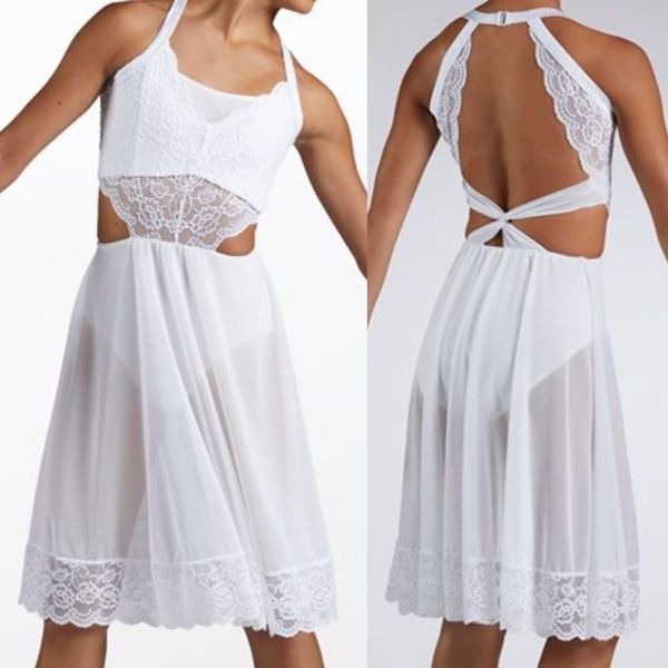 WEISSMAN Elite Dance white lyrical maxi lace slip dress Jealous D11787 SA adult