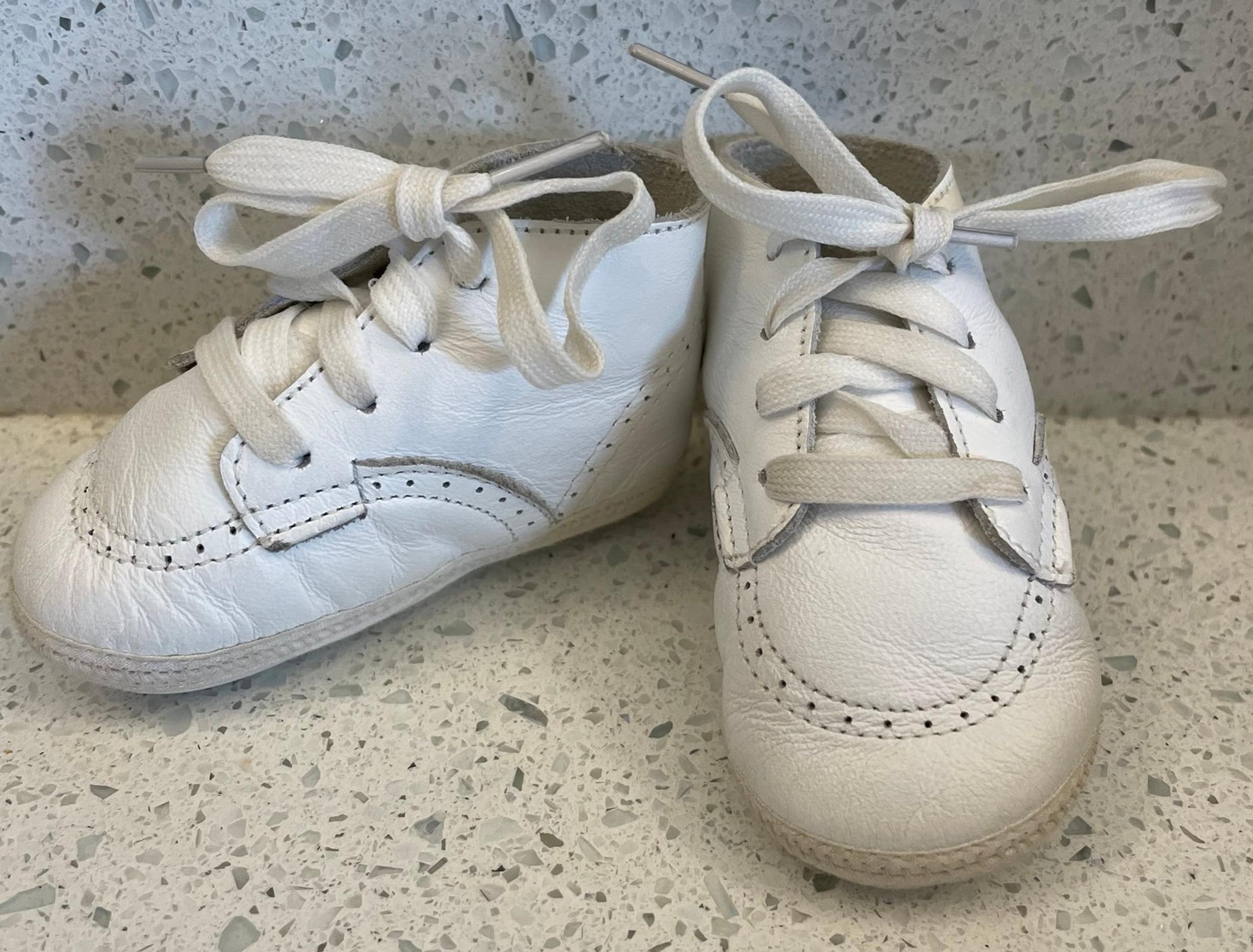 Newborn Vintage White Leather Baby Shoes