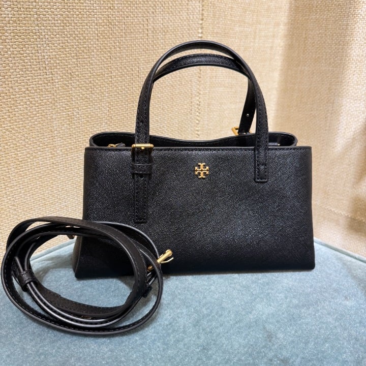 Tory Burch Saffiano Leather Crossbody Mini Tote Bag In Black 146394