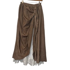 Scarlet Darkness Women’s Taupe White Lace Renfaire Long Modest Skirt Sz Lg