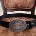 34” Pewter Belt Buckle black leather