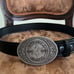34” Pewter Belt Buckle black leather