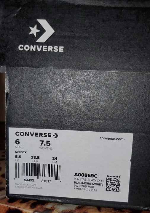 Converse Run Star Legacy CX Hi sneakers in black mens size 6 womans size 7 1/2