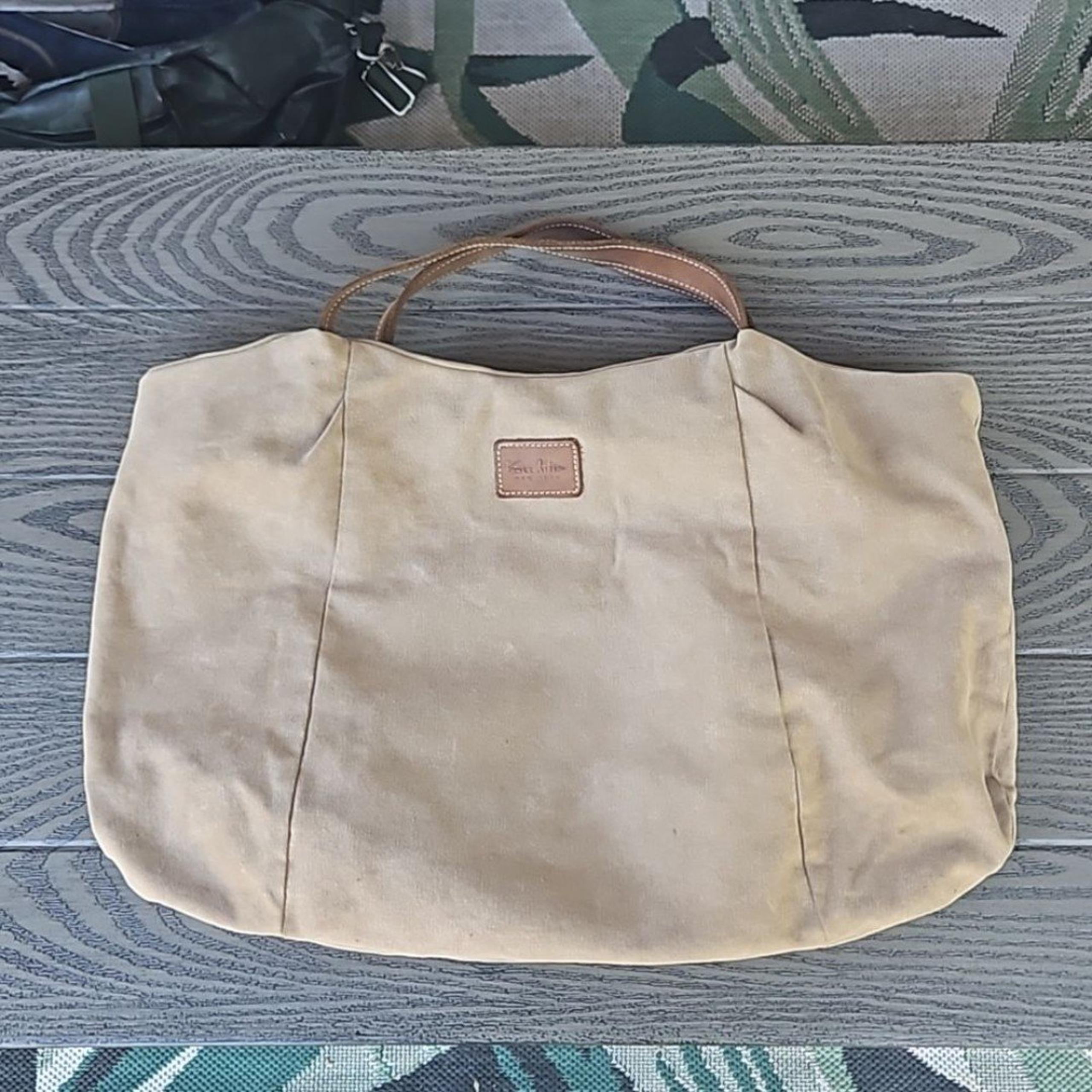 Vance Kitira Khaki Canvas Bag with Leather Straps