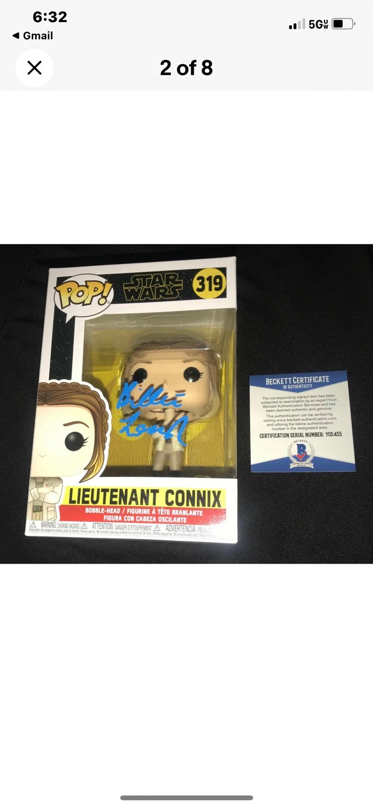 Billie Lourd signed Lt Connix funko Star Wars