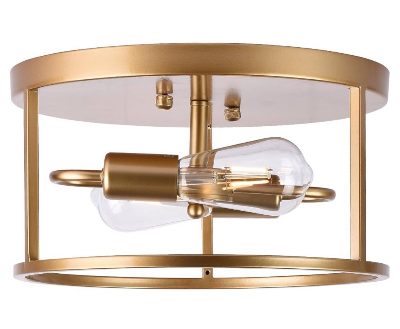 Gold Metal Cage Flush Ceiling Light