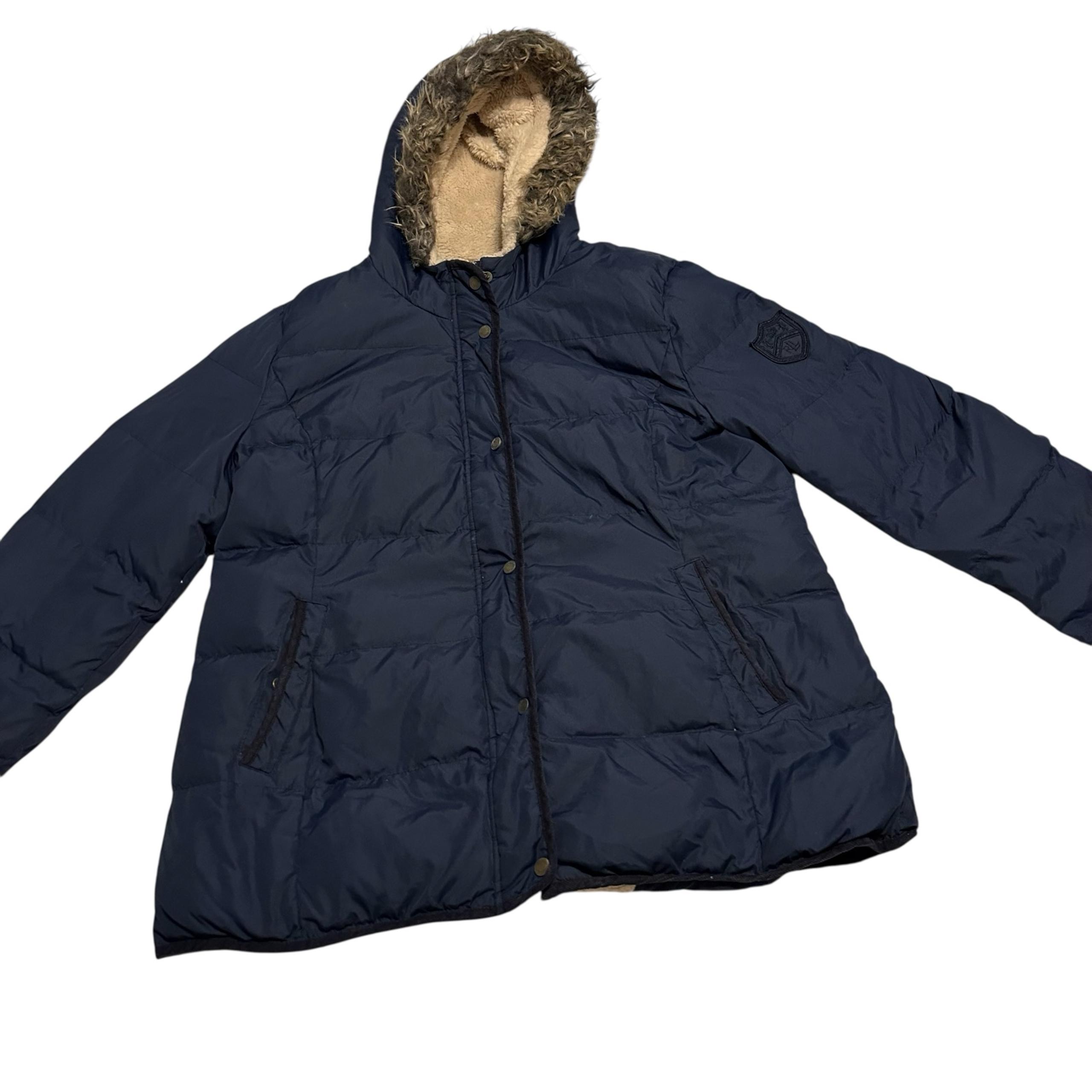 Lauren Ralph Lauren LRL Faux Fur Lined Hooded Down Jacket Blue  Size XL