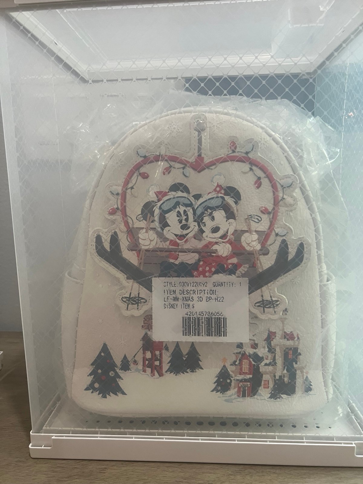 New with tag Disney parks Christmas ski lodge loungefly backpack set