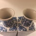 Pair of Beautiful Vintage Asian Porcelain Vases Blue and White Square Shape