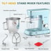 Peicual Stand Mixer, 5.5QT 380W 10+P Speed Tilt-Head Kitchen Electric Mixer