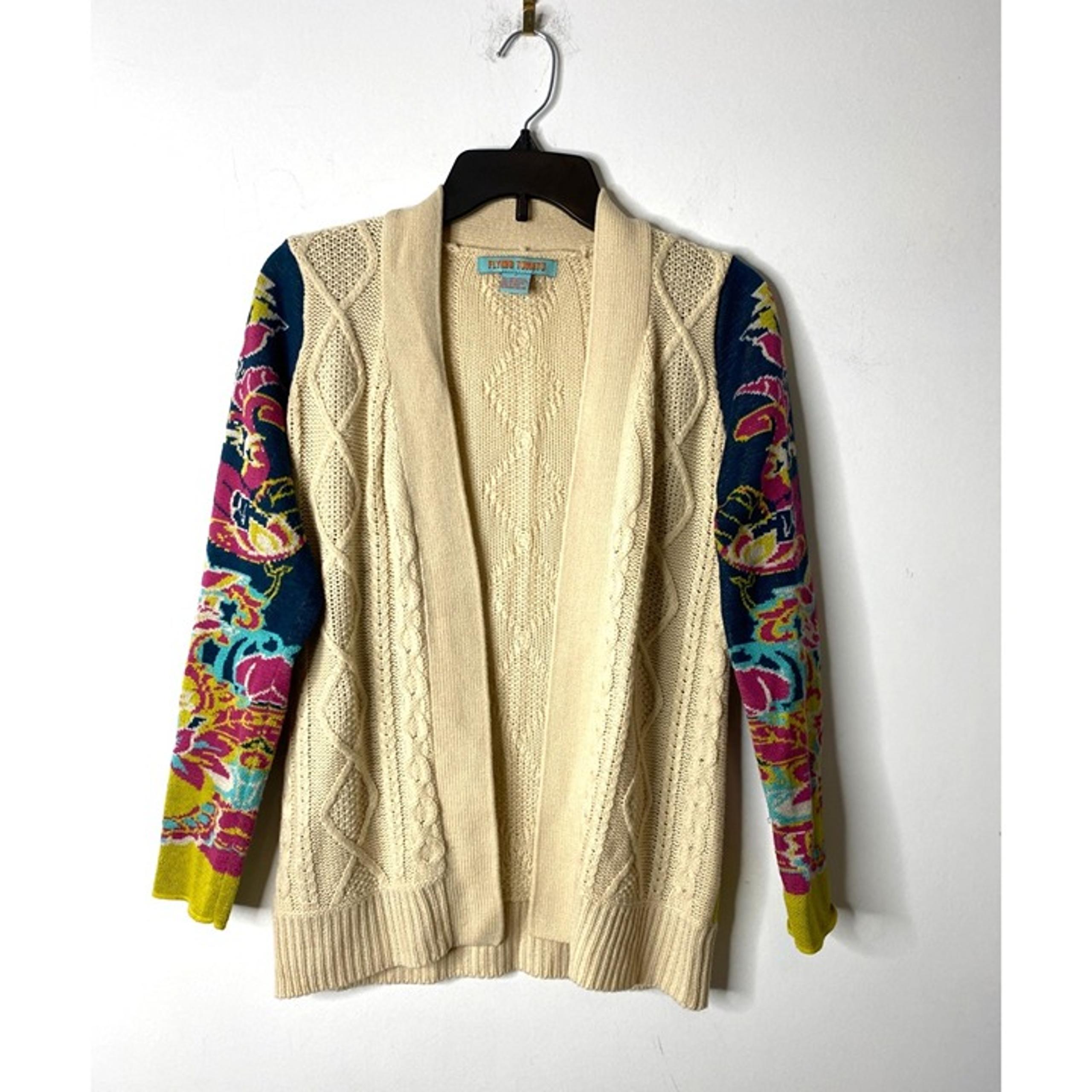 FLYING TOMATO WOMEN'S CHUNKY MIXED KNIT COLORFUL OPEN CARDIGAN SWEATER SZ S