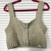 Zara Sage Light Green Knit Top With Rhinestone Buttons 9598/123 L - Gently Used