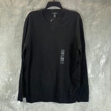 ALFANI Men's Deep Black Solid V-Neck Cotton Long-Sleeve Pullover Sweater SZ L