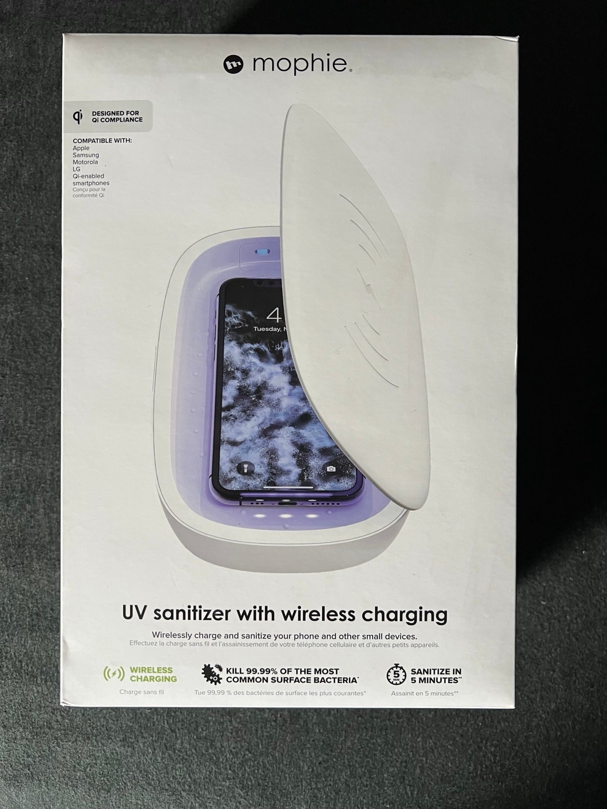 mophie UV sanitizer with wireless charging