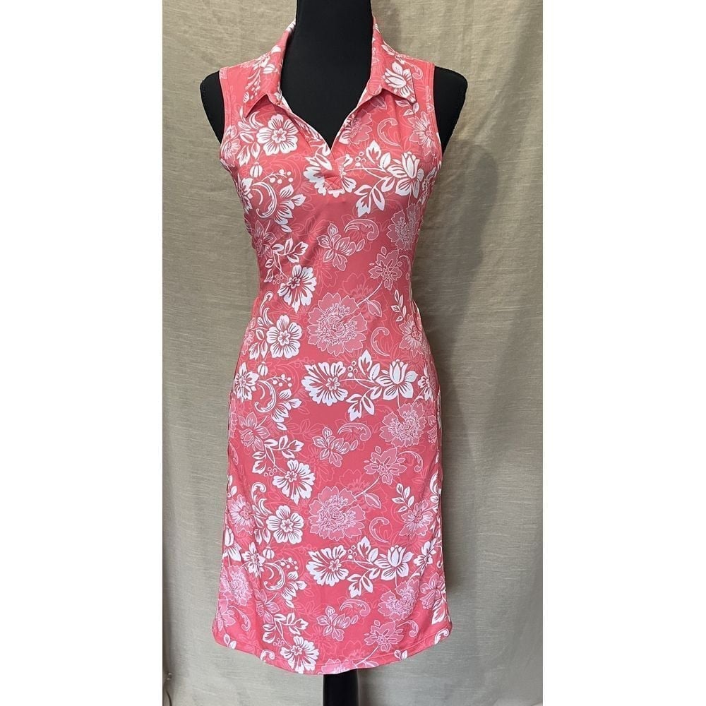 Emerald 18 Pink Floral Golf Sleeveless Dress, Size S